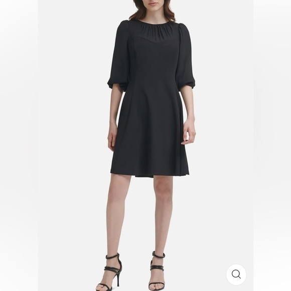 Nwt DKNY Womens Puff Sleeve Knee Cocktail and Party Dress Size 14 - Picture 4 of 10